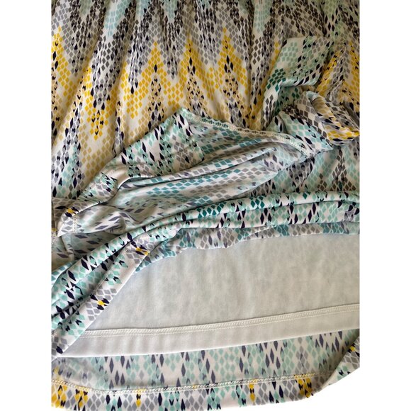 Jessica Simpson Muti-Colored Faux Wrap Dress V Neck Chain Accent, Size 12 - Picture 9 of 11